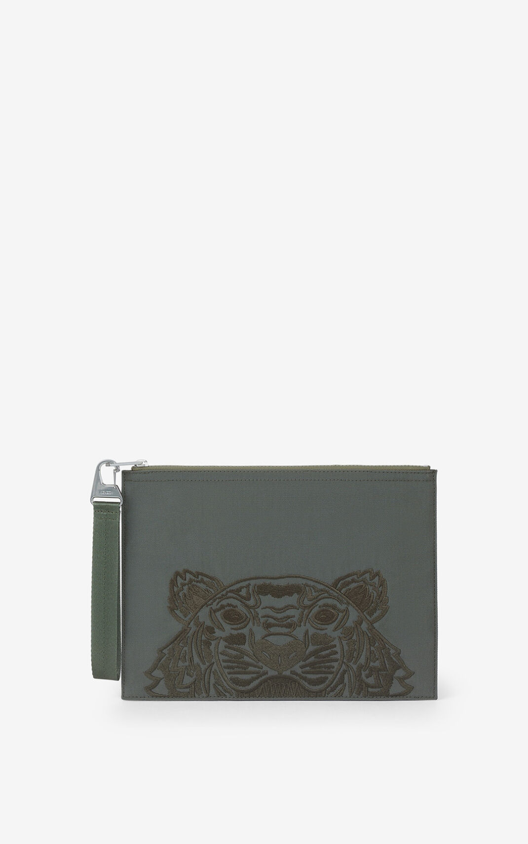 Pochette Kenzo Homme Large Toile Kampus Tiger Grise Clair BWILA-7502